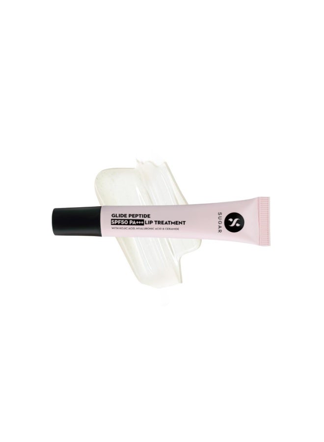 SUGAR Cosmetics Glide Peptide SPF50 PA+++ Lip Treatment | Infused Hyaluronic Acid, Ceramides & Vitamin E | Tinted Lip Balm | 10ml - 01 Coconut Crunch - Image 4